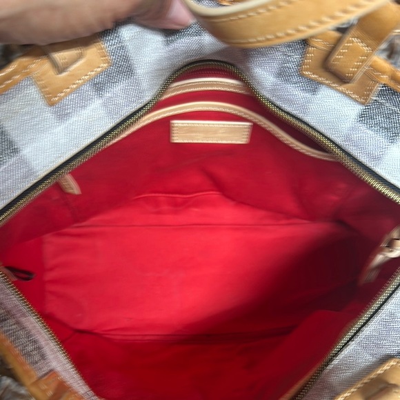 Dooney & Bourke Gray and White Tote Bag with Leather Handles - Picture 12 of 16